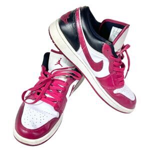 Air Jordan 1 Low Bulls Sneaker Shoes Women 11.5 White Red Black